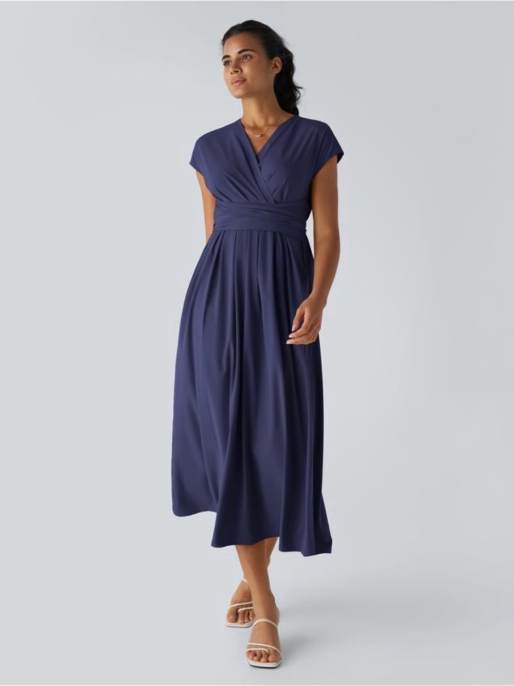 Halara Breezeful Maxi Dress Sz Large In Patriot Navy Blue Longer Length Pockets